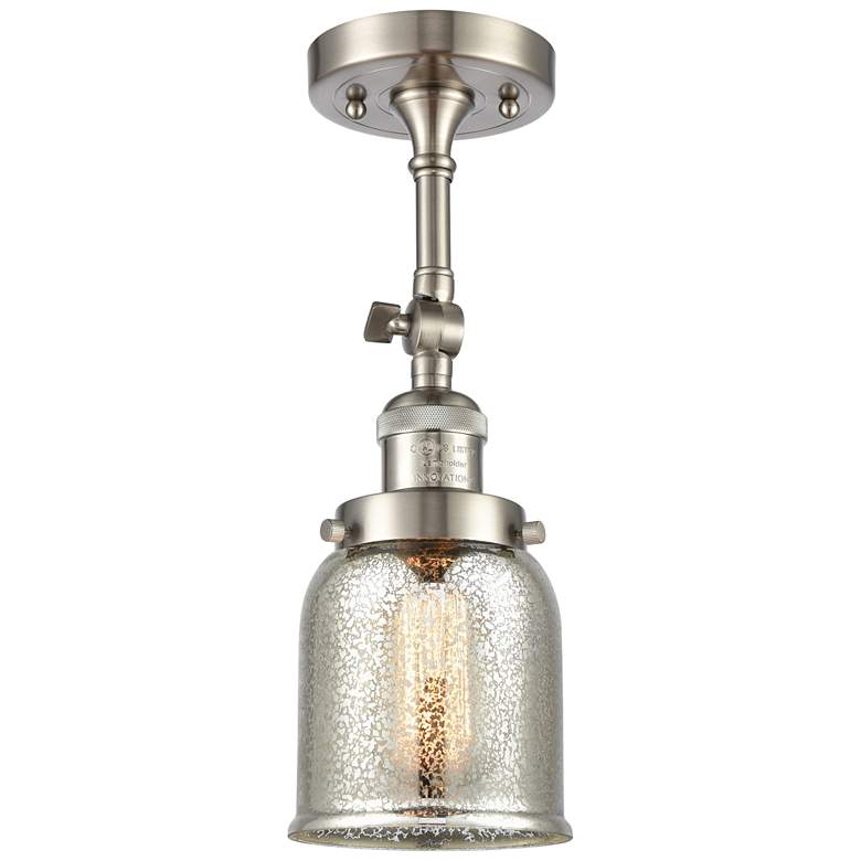Image 1 Franklin Restoration Bell 5" Brushed Nickel Semi Flush w/ Mercury Shad
