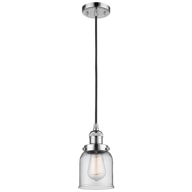 Image 1 Franklin Restoration Bell 5" Chrome Corded Mini Pendant w/ Clear Shade