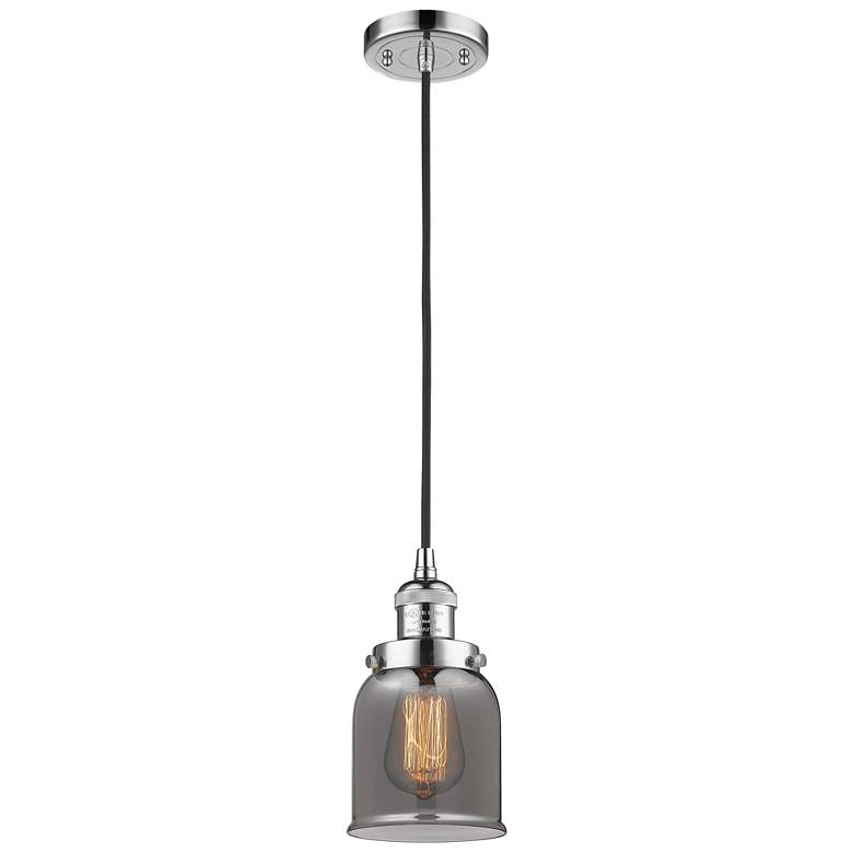 Image 1 Franklin Restoration Bell 5" Chrome Corded Mini Pendant w/ Smoke Shade