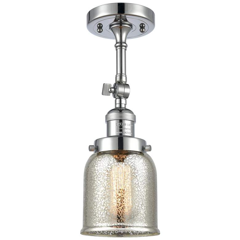 Image 1 Franklin Restoration Bell 5" Chrome Semi Flush Mount w/ Mercury Shade