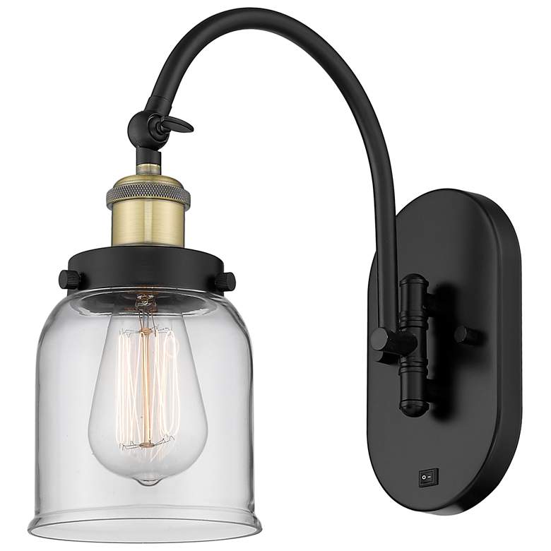 Image 1 Franklin Restoration Bell 5" Clear Shade Black Brass Incandescent Scon