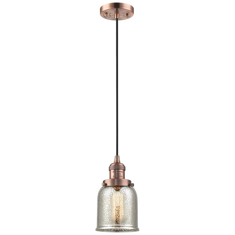 Image 1 Franklin Restoration Bell 5" Copper Corded Mini Pendant w/ Mercury Sha