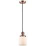 Franklin Restoration Bell 5" Copper Corded Mini Pendant w/ White Shade