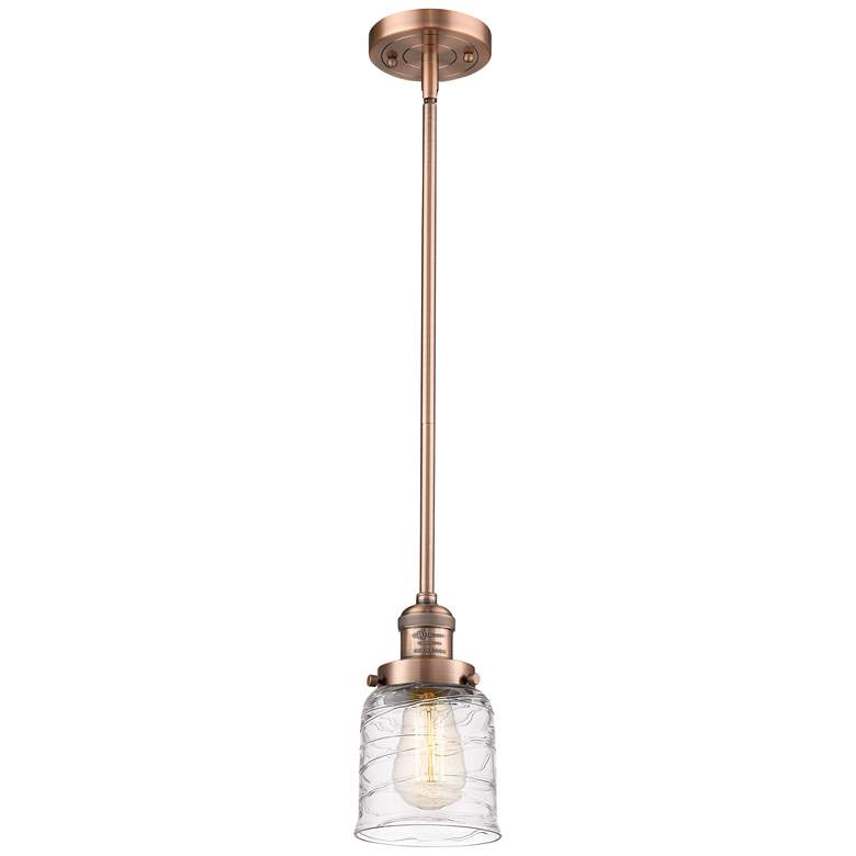 Image 1 Franklin Restoration Bell 5" Copper Stemmed Mini Pendant w/ Deco Shade