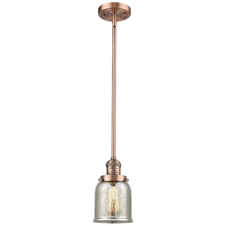 Image 1 Franklin Restoration Bell 5" Copper Stemmed Mini Pendant w/ Mercury Sh