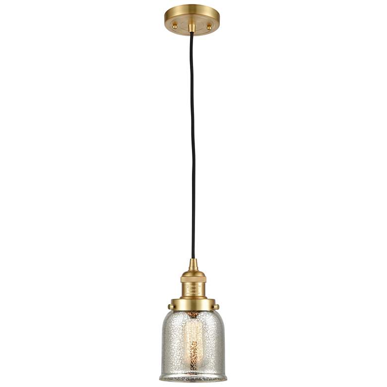 Image 1 Franklin Restoration Bell 5" Gold Corded Mini Pendant w/ Mercury Shade