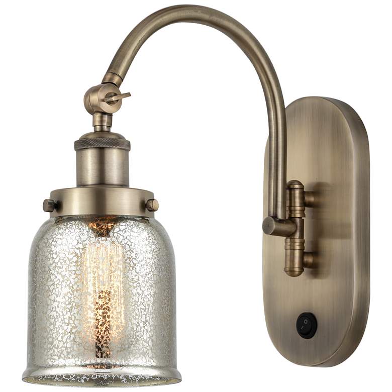 Image 1 Franklin Restoration Bell 5" Incandescent Sconce - Brass - Mercury Sha