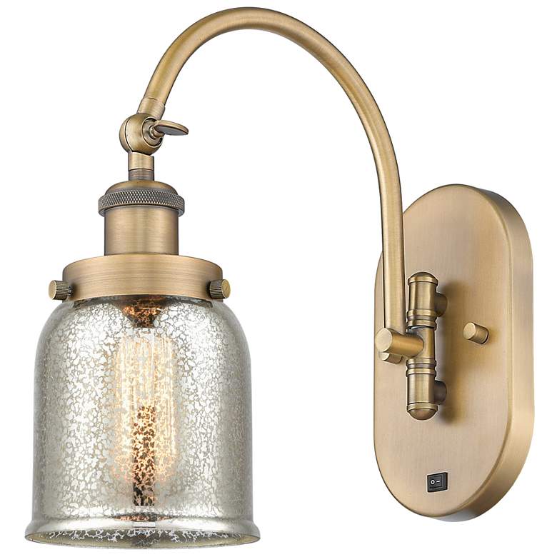 Image 1 Franklin Restoration Bell 5" Incandescent Sconce - Brass - Mercury Sha