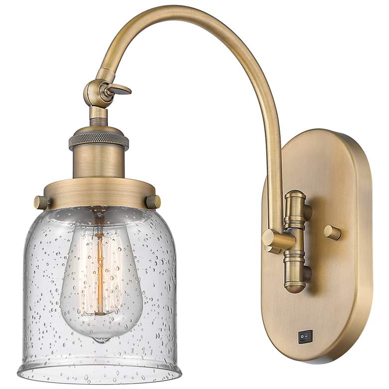 Image 1 Franklin Restoration Bell 5" Incandescent Sconce - Brass - Seedy Shade