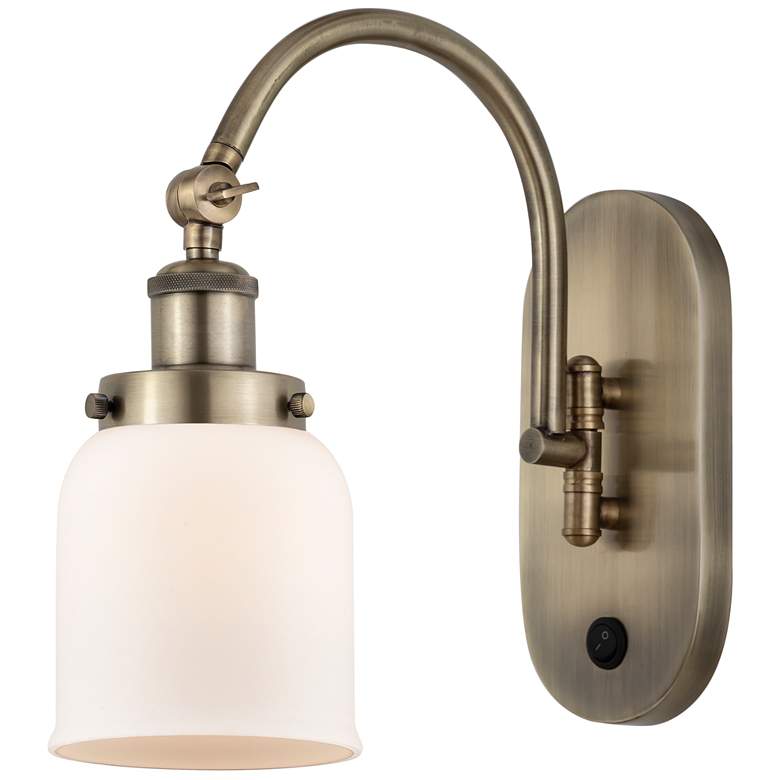 Image 1 Franklin Restoration Bell 5" Incandescent Sconce - Brass - White Shade