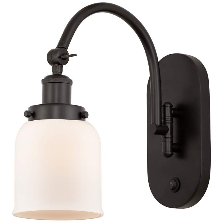 Image 1 Franklin Restoration Bell 5" Incandescent Sconce - Bronze - White Shad