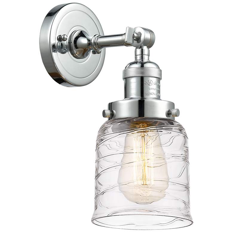 Image 1 Franklin Restoration Bell 5" Incandescent Sconce - Chrome - Swirl Shad