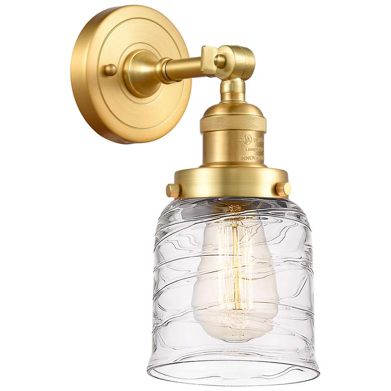 Image 1 Franklin Restoration Bell 5" Incandescent Sconce - Gold - Swirl Shade