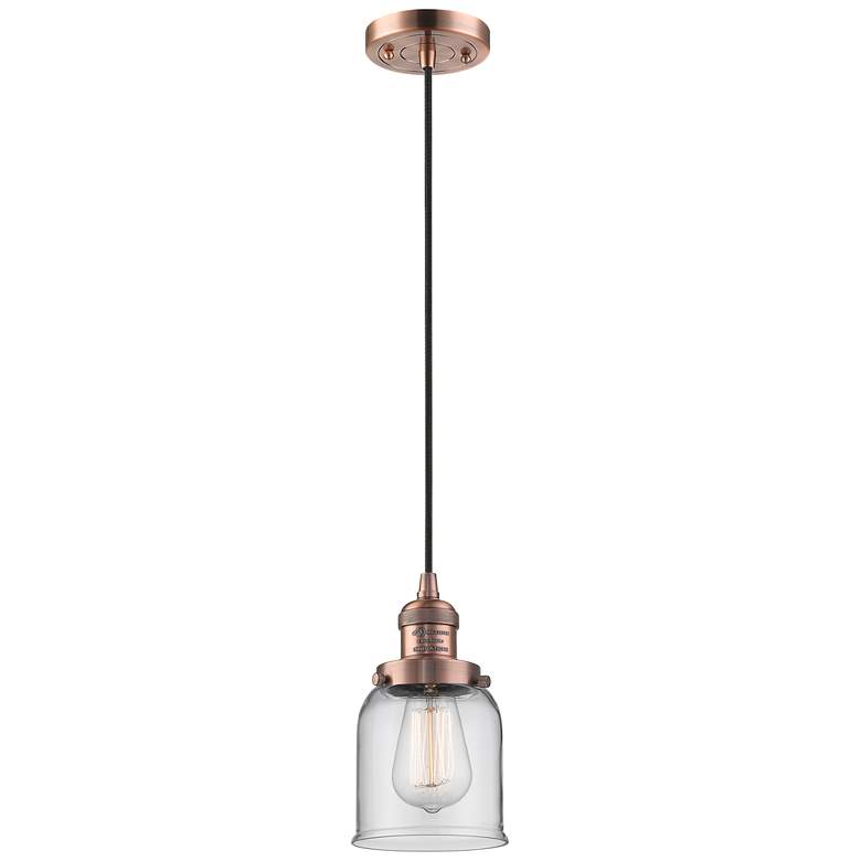 Image 1 Franklin Restoration Bell 5" LED Mini Pendant - Antique Copper - Clear