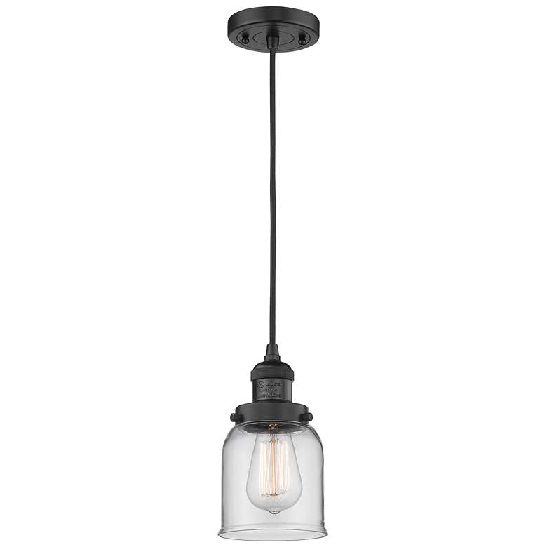 Image 1 Franklin Restoration Bell 5" LED Mini Pendant - Matte Black - Clear Sh