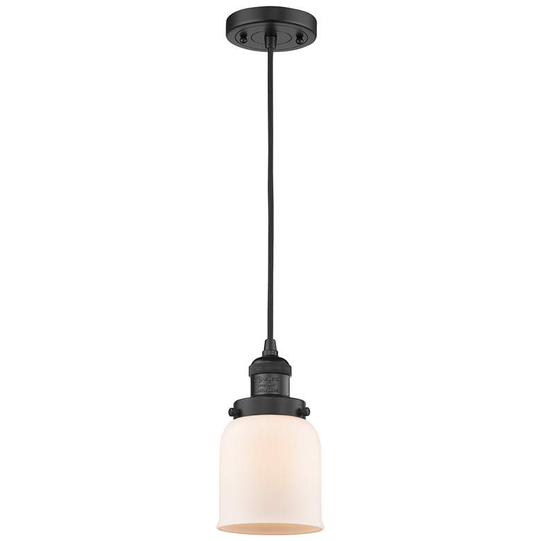 Image 1 Franklin Restoration Bell 5" LED Mini Pendant - Matte Black - Matte Wh