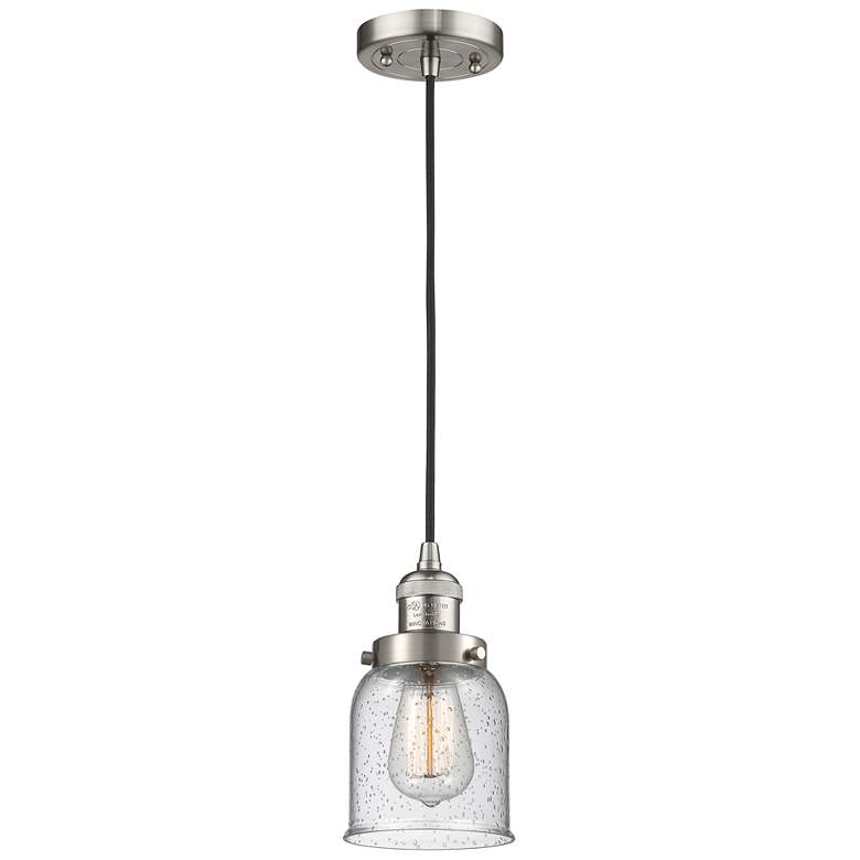 Image 1 Franklin Restoration Bell 5 inch LED Mini Pendant - Satin Nickel - Seedy