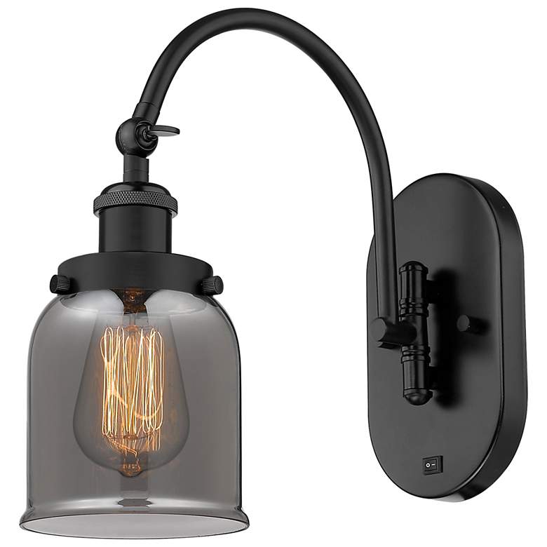 Image 1 Franklin Restoration Bell 5" LED Sconce - Black Finish - Plated Smoke