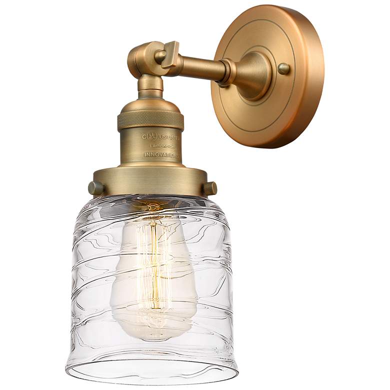 Image 1 Franklin Restoration Bell 5" LED Sconce - Brass Finish - Deco Swirl Sh