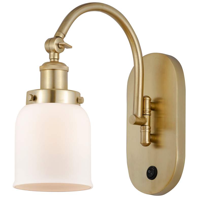 Image 1 Franklin Restoration Bell 5" LED Sconce - Gold Finish - Matte White Sh