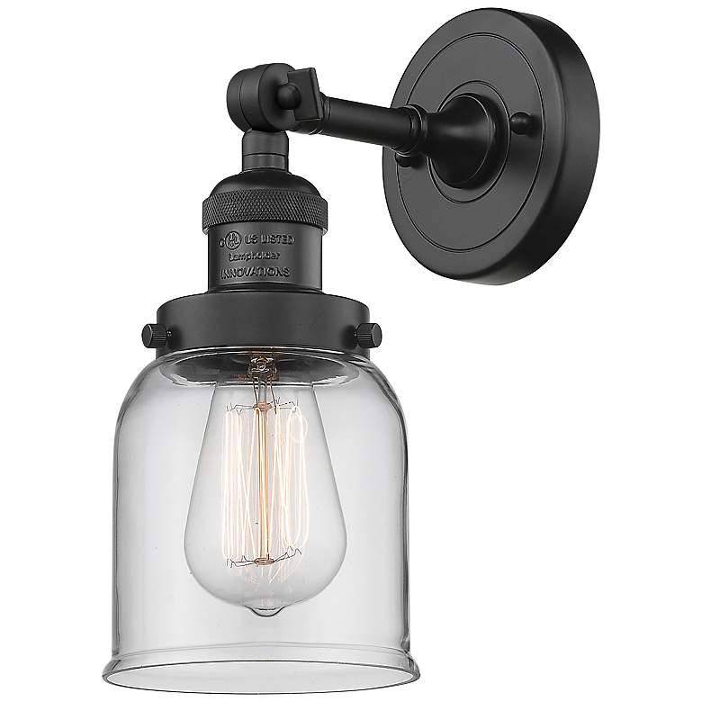 Image 1 Franklin Restoration Bell 5" LED Sconce - Matte Black Finish - Clear S