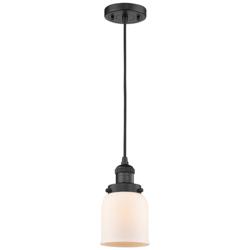 Franklin Restoration Bell 5" Matte Black Corded Mini Pendant w/ White