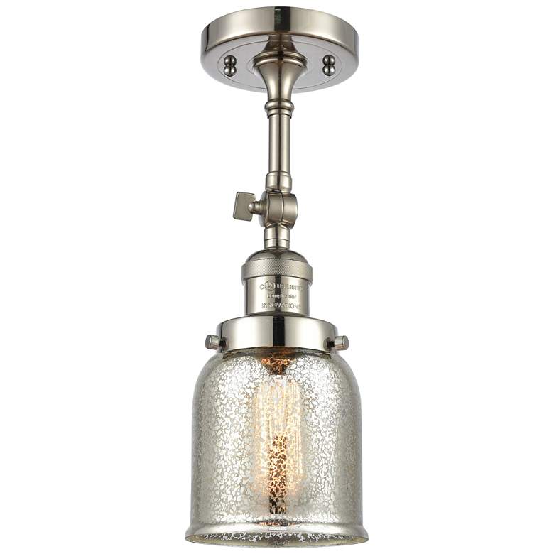 Image 1 Franklin Restoration Bell 5 inch Polished Nickel Semi Flush w/ Mercury Sha