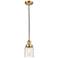 Franklin Restoration Bell 5" Satin Gold Corded Mini Pendant w/ Deco Sh