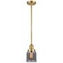 Franklin Restoration Bell 5" Satin Gold Stemmed Mini Pendant w/ Smoke