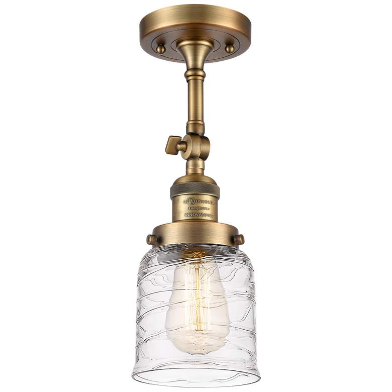 Image 1 Franklin Restoration Bell  5" Semi-Flush Mount - Brushed Brass - Deco