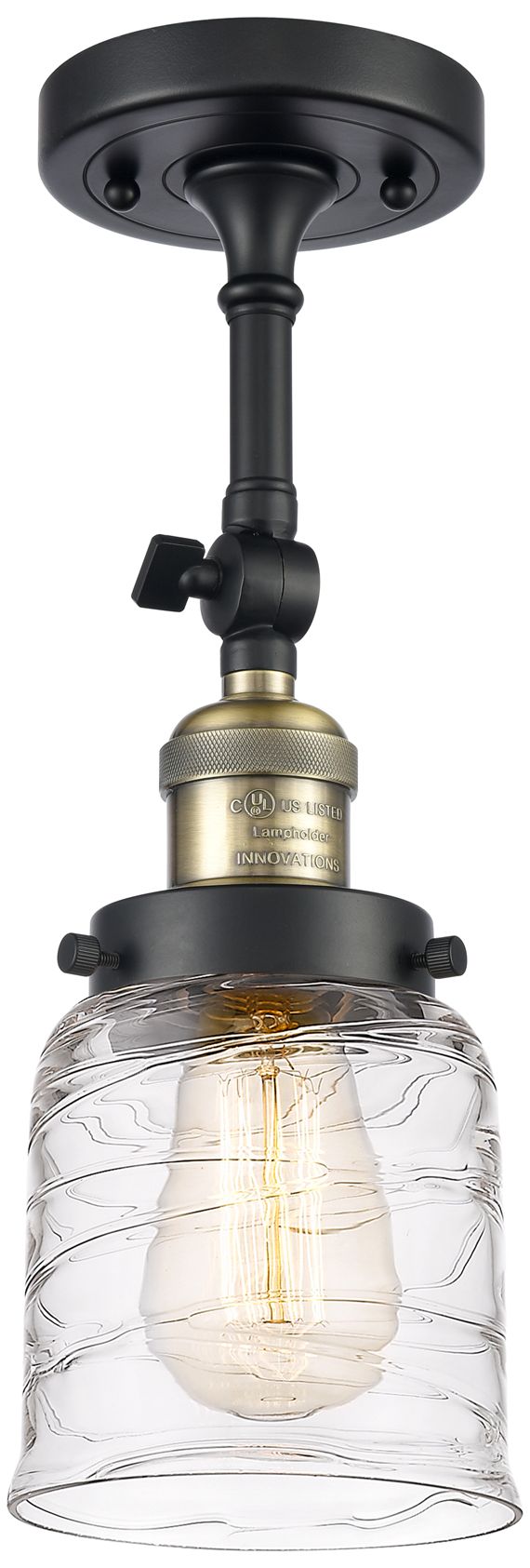 Image 2 Franklin Restoration Bell 5" Swirl Shade Black Brass Incandescent Scon more views