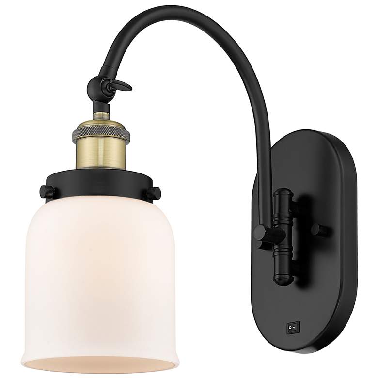 Image 1 Franklin Restoration Bell 5" White Shade Black Brass Incandescent Scon