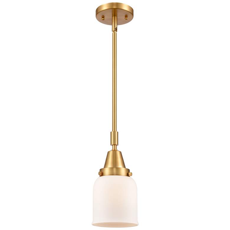 Image 1 Franklin Restoration Bell 5" Wide Satin Gold Mini Pendant