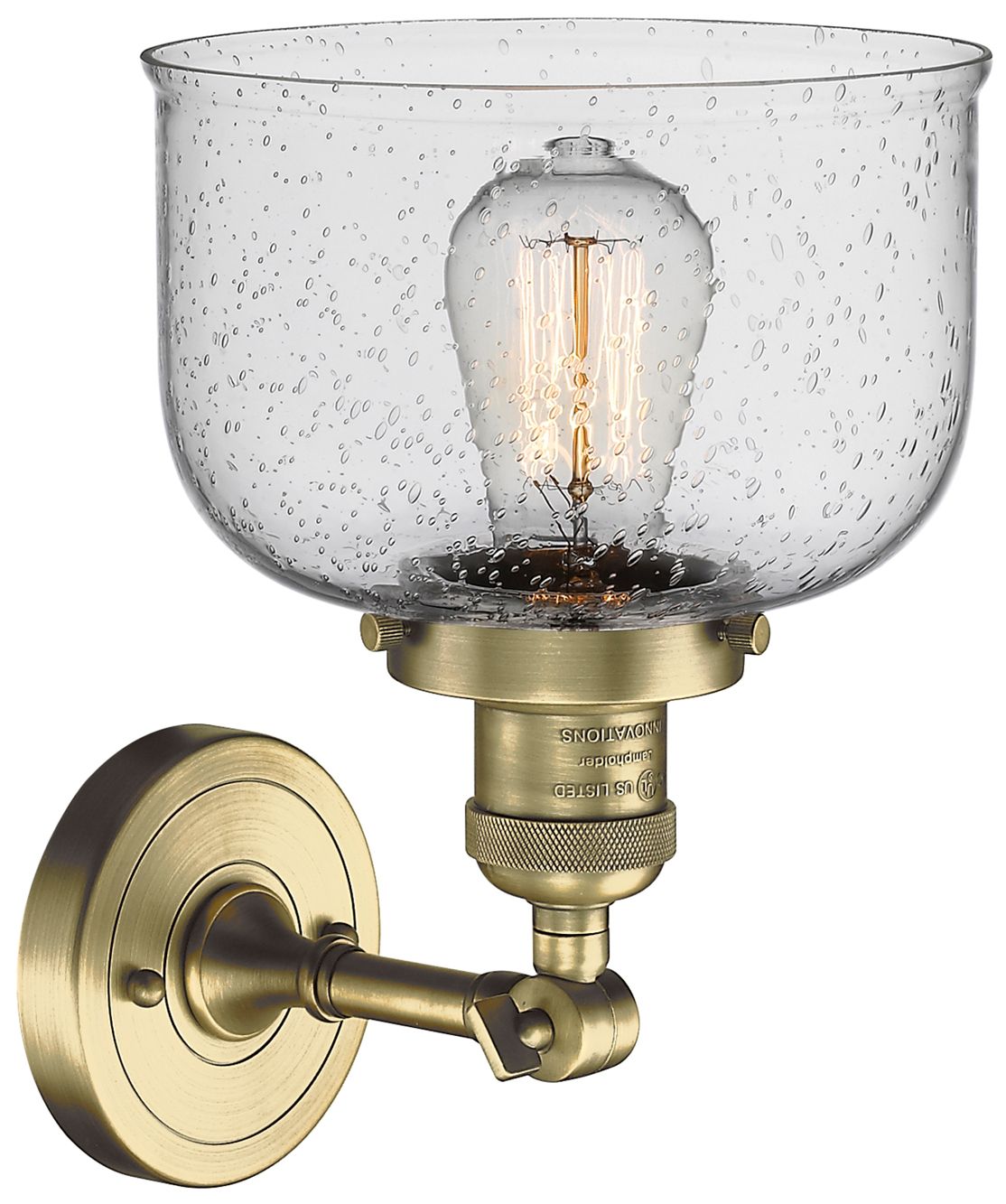 Image 4 Franklin Restoration Bell 8" Antique Brass Semi Flush Mount w/ Seedy S more views