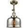 Franklin Restoration Bell 8" Antique Brass Semi Flush w/ Mercury Shade
