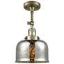 Franklin Restoration Bell 8" Antique Brass Semi Flush w/ Mercury Shade