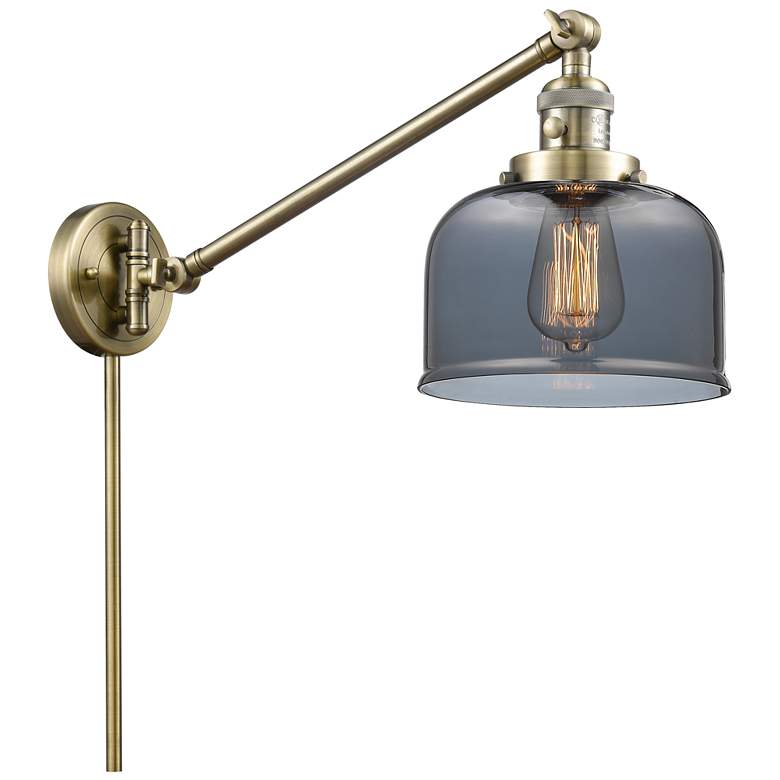 Image 1 Franklin Restoration Bell 8" Antique Brass Swing Arm w/ Plated Smoke S