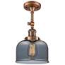 Franklin Restoration Bell 8" Antique Copper Semi Flush Mount w/ Smoke 