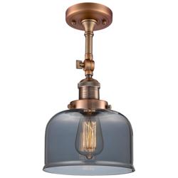 Franklin Restoration Bell 8" Antique Copper Semi Flush Mount w/ Smoke