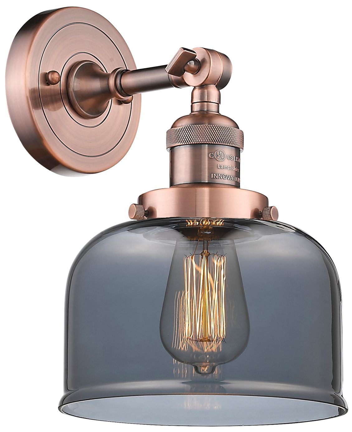Image 3 Franklin Restoration Bell 8" Antique Copper Semi Flush Mount w/ Smoke  more views