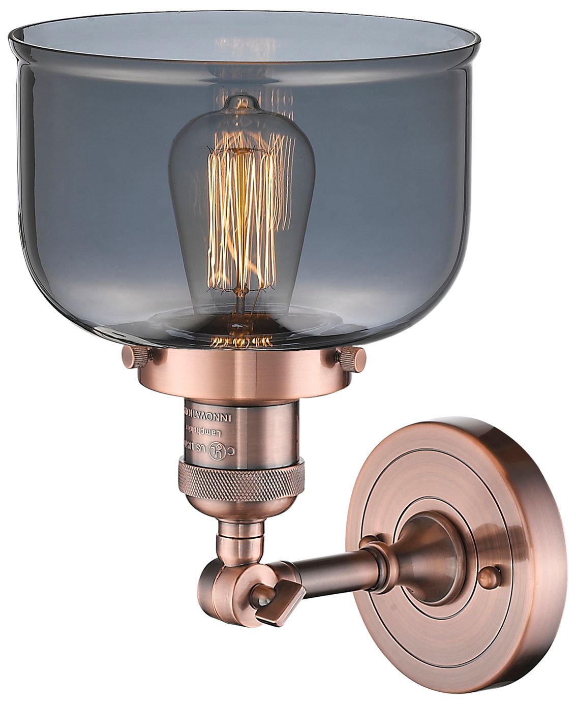 Image 4 Franklin Restoration Bell 8" Antique Copper Semi Flush Mount w/ Smoke  more views