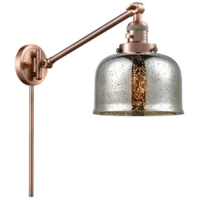 Image 1 Franklin Restoration Bell 8" Antique Copper Swing Arm w/ Mercury Shade