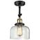 Franklin Restoration Bell 8" Black Brass LED Semi-Flush w/ Clear Shade