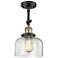 Franklin Restoration Bell 8" Black Brass Semi Flush Mount w/ Clear Sha