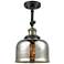 Franklin Restoration Bell 8" Black Brass Semi Flush Mount w/ Mercury S