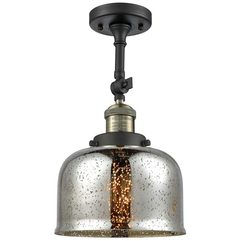 Image 1 Franklin Restoration Bell 8 inch Black Brass Semi Flush Mount w/ Mercury S
