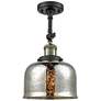 Franklin Restoration Bell 8" Black Brass Semi Flush Mount w/ Mercury S