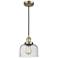 Franklin Restoration Bell 8" Brass Corded Mini Pendant w/ Seedy Shade