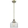 Franklin Restoration Bell 8" Brass Stemmed Mini Pendant w/ Clear Shade