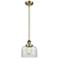 Franklin Restoration Bell 8" Brass Stemmed Mini Pendant w/ Clear Shade